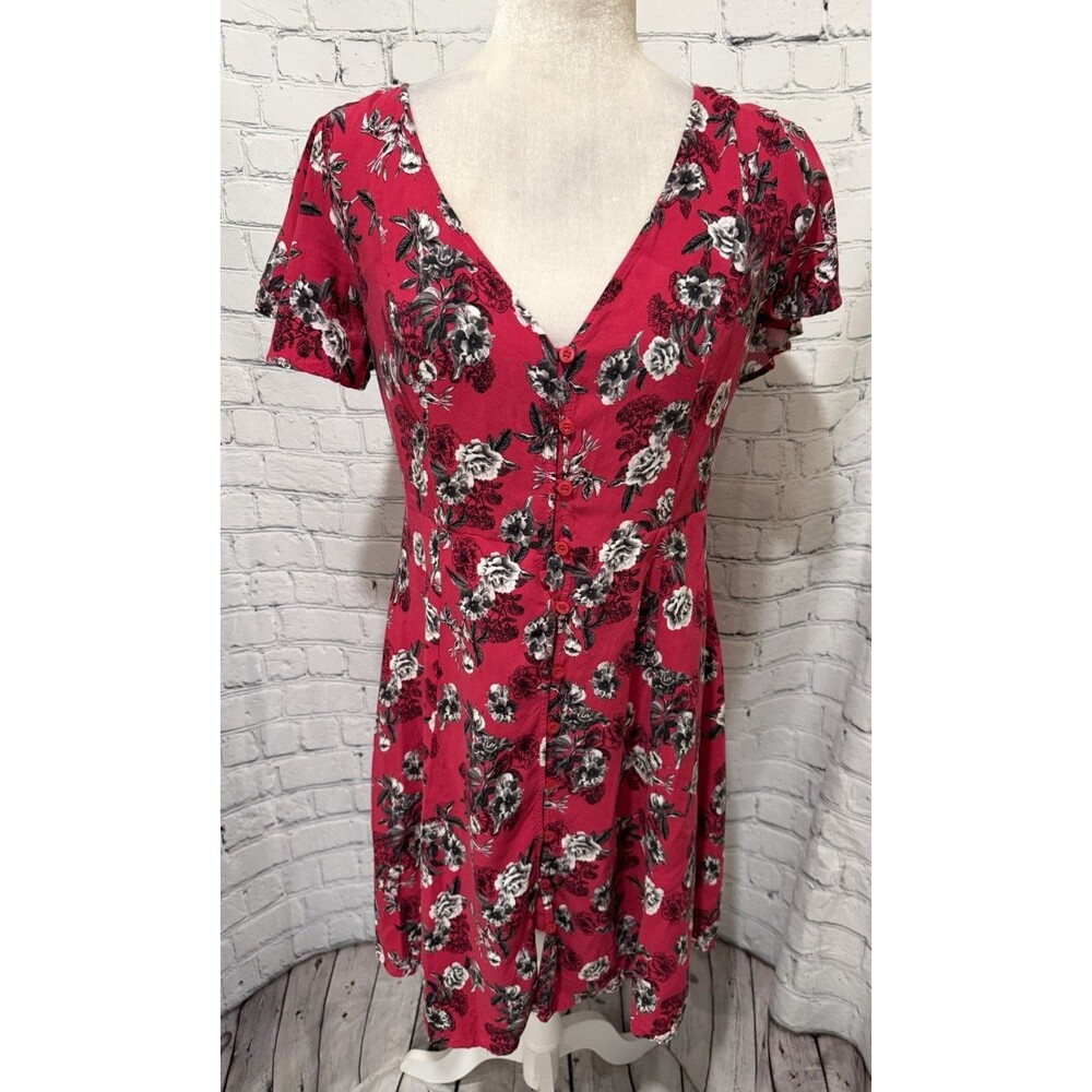 Torrid Floral Challis Button Front Dress featuring short flutter sleeves 0/Large